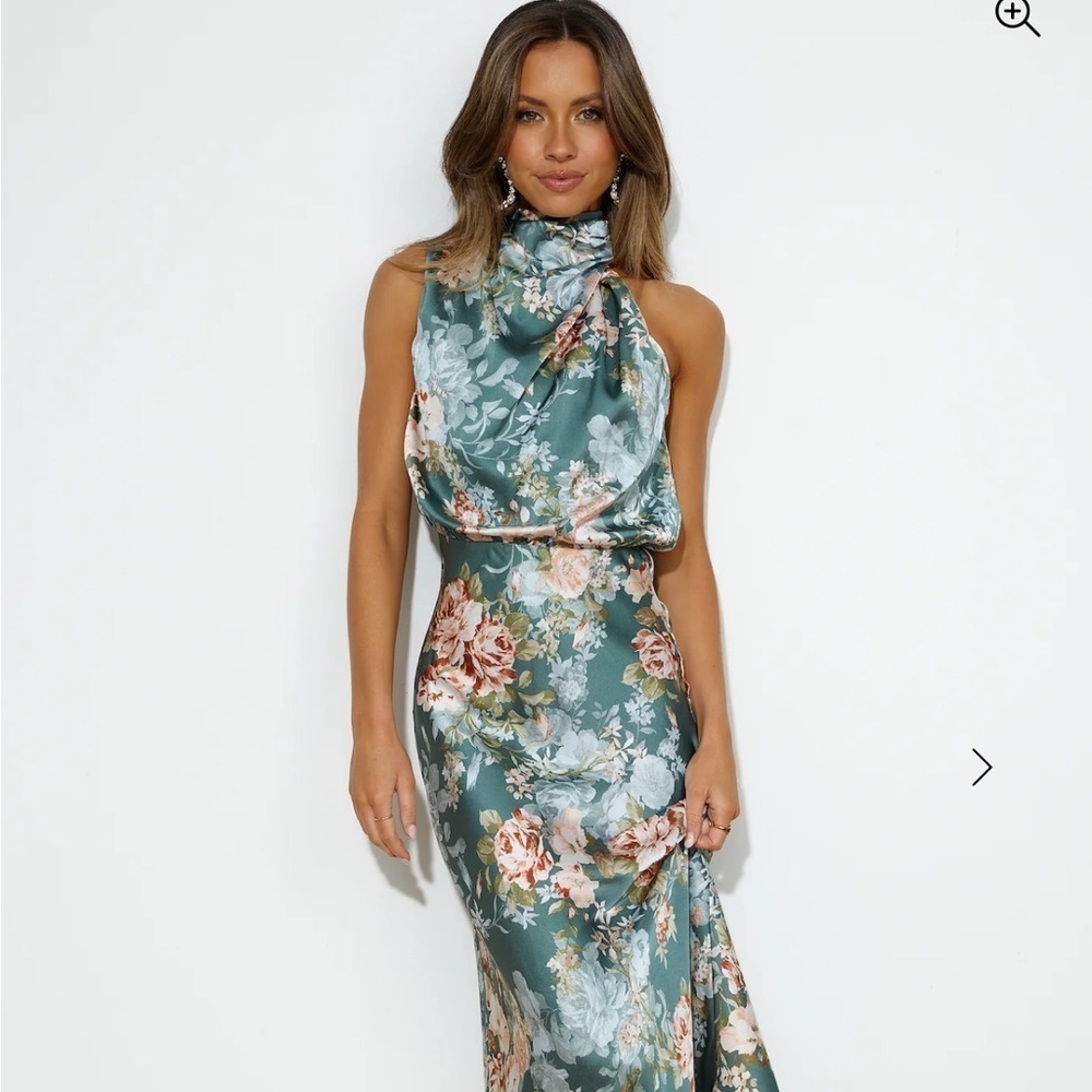 HELLO MOLLY FAKING IT MAXI DRESS GREEN size s(4) C-25 - Picture 3 of 8